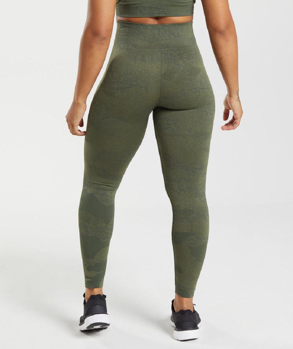 Leggins Gymshark Adapt Camo Seamless Mujer Verde Oliva Verde Oliva | CO 2884GSO